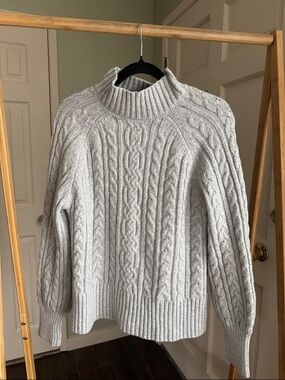 Rachel Zoe Light Gray Cable Knit Turtleneck Sweater